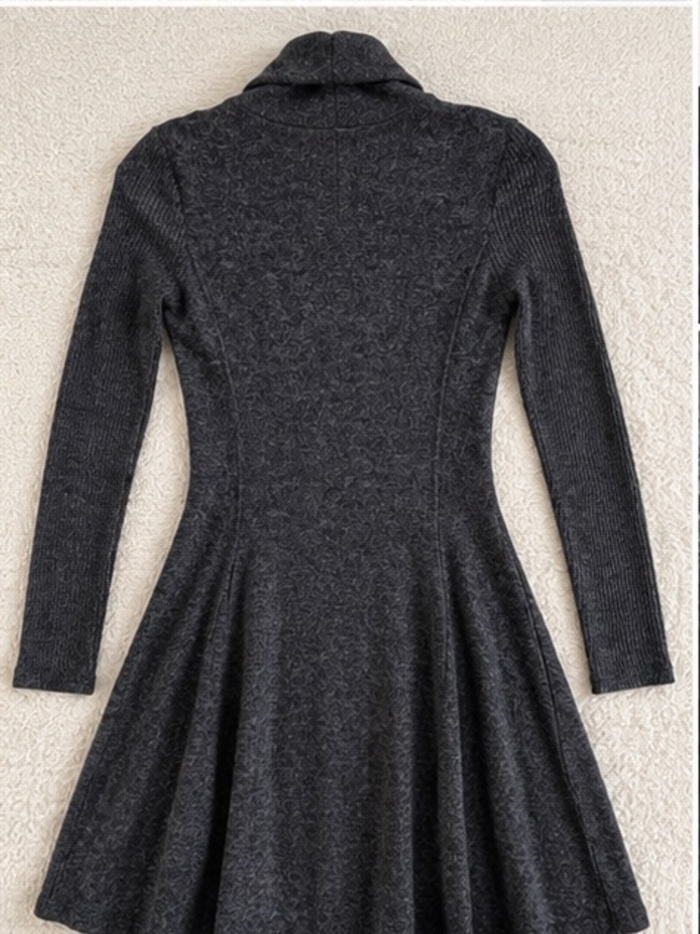Saturday Sunday Anthropologie XS Charcoal Cowl Neck Fit Flare Sweater Dress - Picture 3 of 6